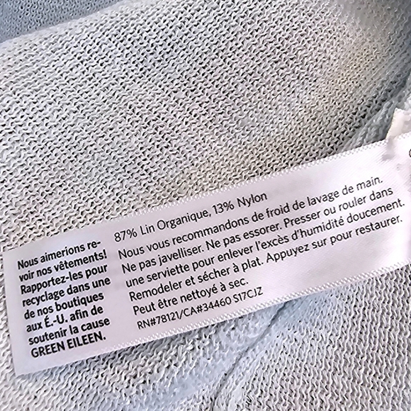 Eileen Fisher Womens Organic Linen Blend Open Front K It Cardigan XS Light Blue - Picture 13 of 13
